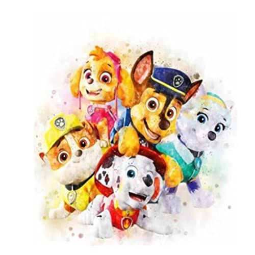5D DIY Diamond Painting Kits, Vollbohrer Diamant Malerei nach Zahlen Kits, Diamant Stickerei Leinwand Malerei Bilder für Kinder Erwachsene, Wand Dekor - Welpenteam Cover