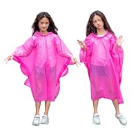 flintronic Kids Waterproof Rain Poncho, Kids Portable Raincoat Rain, Reusable EVA Raincoat for Girls Boys, Lightweight Rainwear Children with Hood and Buttons, for School Outdoor Travel Hiking