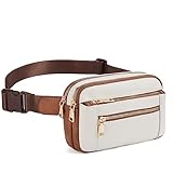 Telena Fanny Packs for Women Cross Body Leather Belt Bag Fashionable with Adjustable Strap Beige Brown