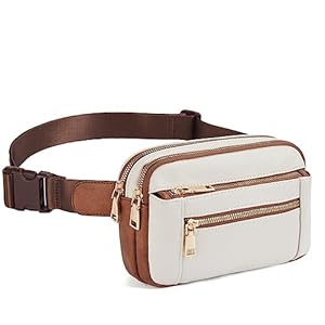 Telena Fanny Packs for Women Cross Body Bag Leather Belt Bag Fashionable Waist Bag with Adjustable Strap Beige Brown