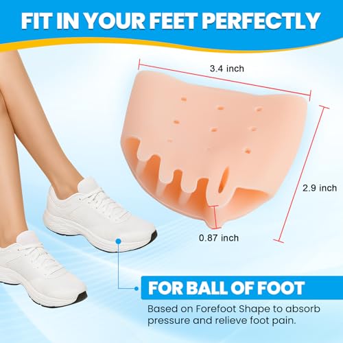 Metatarsal Pads,Gel Toe Separator, Metatarsal Cushion New Material, (4 PCS Nude), Breathable & Soft Gel, Toe Spacers, Forefoot Pads, Great for Blisters, Diabetic Feet. - Thumbnail 5