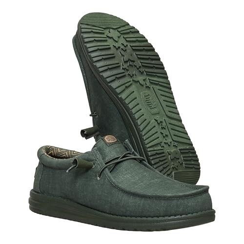 image for HEYDUDE Wally Stretch Canvas Deep Green Size 15, Men’s Shoes, Slip-o