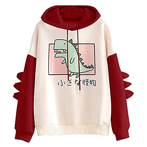 Moletom de manga comprida com estampa de dinossauro, mistura de algodão, para meninas adolescentes,
