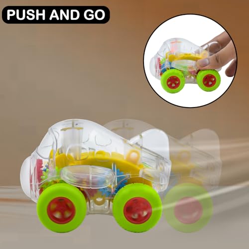 Image of WISHKEY Plastic Gear Airplane Toy for Kids, Push and Go Toy Airplane with Lights, Friction Powered Vehicle Toy for Kids, Unique Gear Design, Multicolor, 3+ Years (Pack of 1)