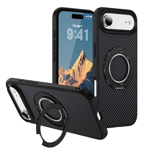 Nzenguer for iPhone Air Case Carbon Fiber with Magnetic Stand, Black