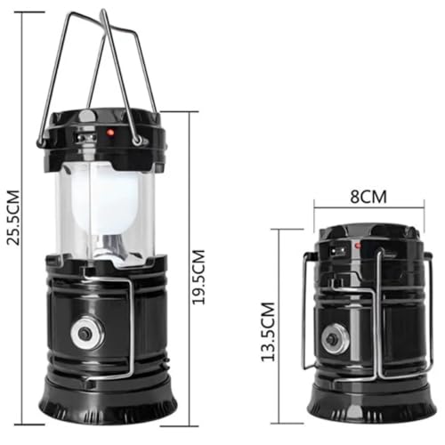Lampião Retrô de Camping Lanterna LED 2 em 1 Recarregável com Luz Solar Luminária Portátil de Multiu