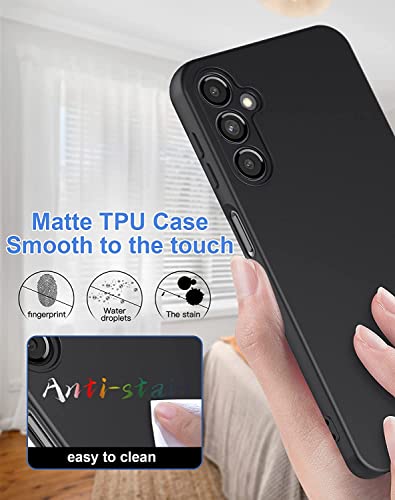Image of DIZORO Microfiber Candy Case Compatible for Samsung A14 5G Smooth Touch Cushion Liquid Soft Silicone Gel Rubber Phone Cases Non-Slip Full Body Protective Shockproof Back Cover - Black