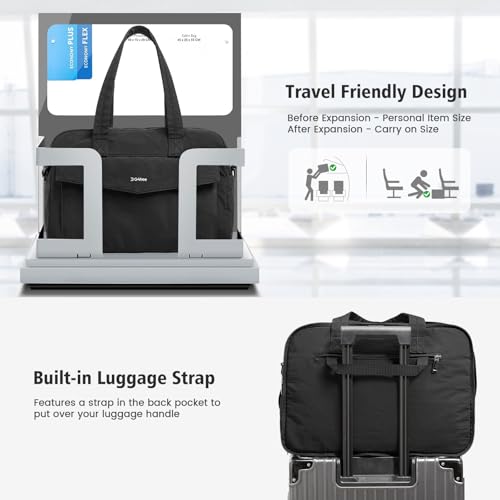 G4Free Expandable Duffle Bag for Travel Weekender Overnight Carry On Tote Duffel Bags for Men Women (Black)3