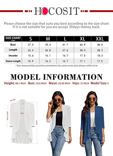 Hocosit Womens Casual Open Front Cardigans Lightweight Drape Ruffles 3/8 Sleeve Cardigan S-Xxl Dark Green Xx-Large #TOP5