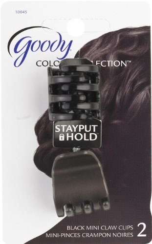 Goody Colour Collection Mini Claw Hair Clip with StayPut Hold, Black, 2 Count (Pack of 3)