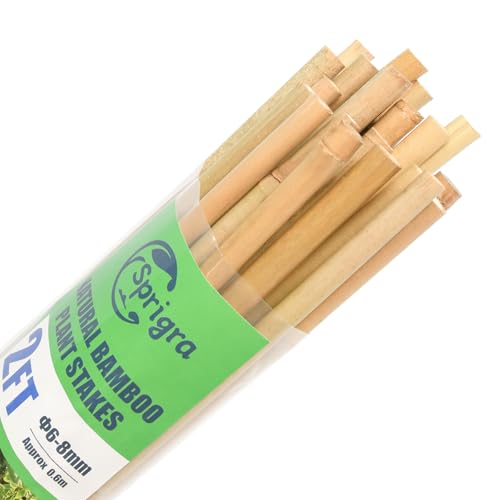 Sprigra Bamboo Stakes 2FT 35pcs, 24 inch Garden Stakes Multi-Purpose, Bamboo Plant Support Stakes...