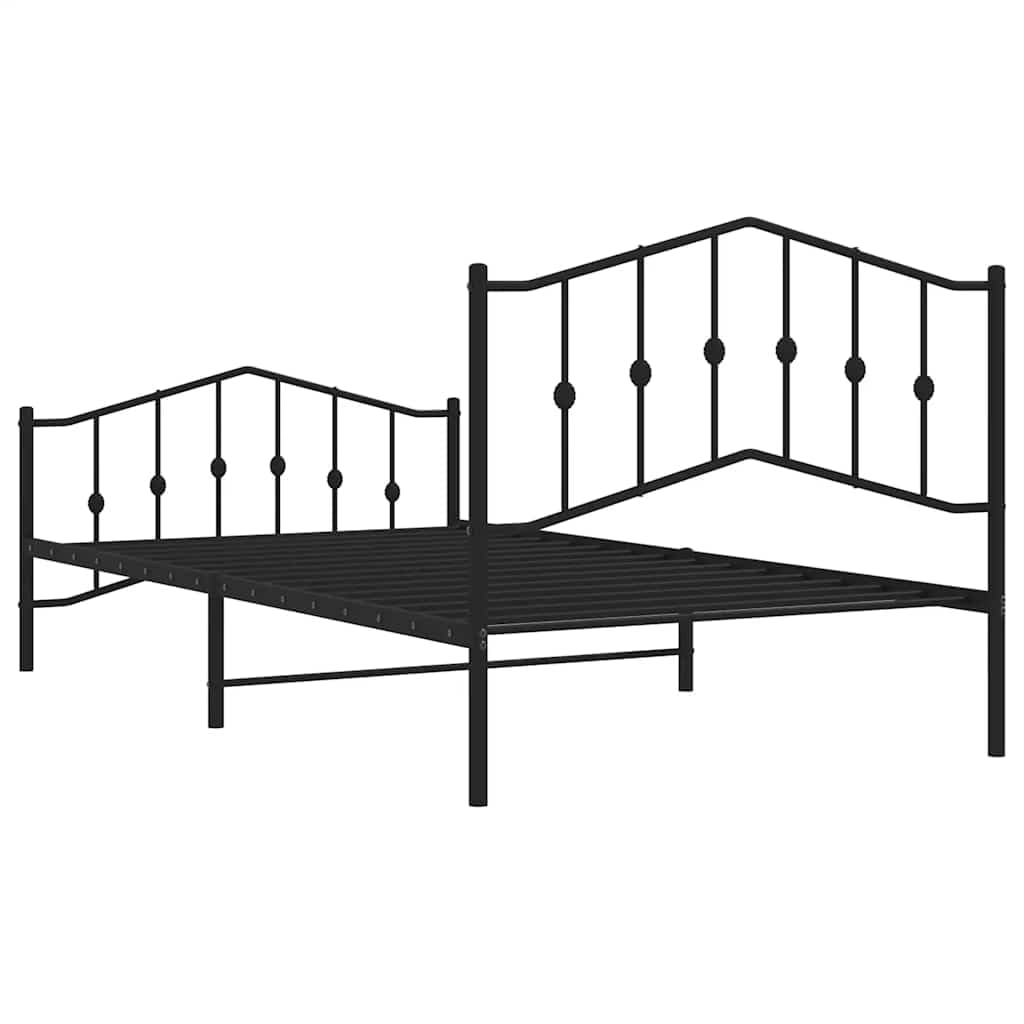 Solivagant Bettgestell mit Kopf- und Fußteil Metall Schwarz 100x200 cm, Möbel,Betten Zubehör,Betten Bettgestelle, 15.15 kg-373802