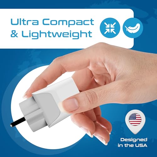 Image of Ceptics Schuko, Germany, France, Spain Travel Adapter Plug with Dual USB - USA Input Type E /F - Ultra Compact Perfect for Cell Phones, Laptop, Camera Chargers, iWatch, iPad, iPhone and More (CTU-9)