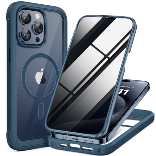Image of Miracase for iPhone 15 Pro Case 6.1'',with Private Screen Protector,Blue