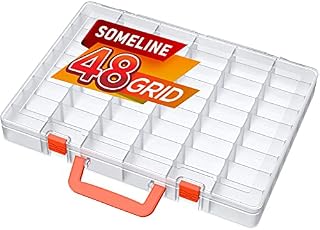SOMELINE Assortment Box Sorting Box Sturdy Assortment Box Adjustable Carrying Handle Tool Box with Fixed Compartment Division for Small Parts Nails Sewing Utensils Screws Sorting Box 48 Compartments
