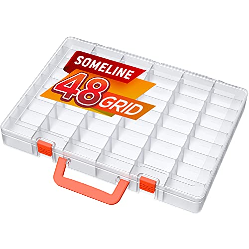Boîte d'assortiment SOMELINE Boîtes de tri Boîte d'assortiments Stable Poignée de Transport réglable Boîte à Outils avec Compartiments Fixes pour Petites pièces de vis boîte de tri 48 Compartiments Cover