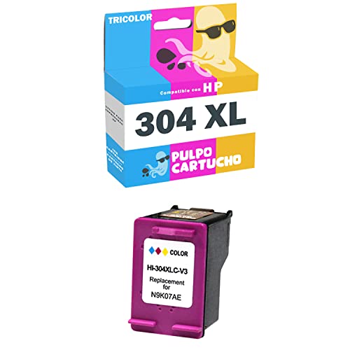 Pulpo Cartucho - Cartucho de Tinta Nº 304XL Color Sustituye a HP 304 XL / Ref. N9K07AE - XL - Alta Capacidad - Compatible con Impresoras Deskjet / DeskJet Ink Advantage / Envy Cover