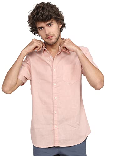 Image of Ketch Men's Cotton Slim Fit Solid Half Sleeve Shirt