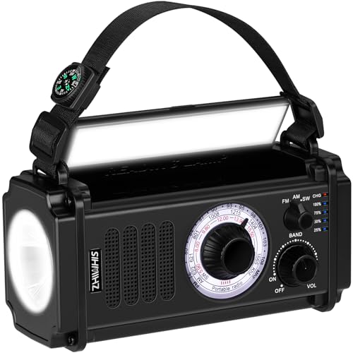 ZHIWHIS �h�Ѓ��W�I FM/AM/SW/���C�hFM�Ή� �����d�� ��񂵏[�d/�\�[���[�[�d/USB-C�[�d��/���d�r�Ŏg�p�\ 10000mAh/��^�܂�/SOS�A���[���t�� �g�я��^ �k�� �䕗 ��d�ً}�΍� �h�ЃO�b�Y 2025�V�o��ZWS-1