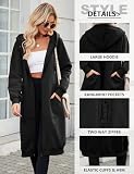 Tuopuda Damen Lange Kapuzenpullover mit Reißverschluss Hoodie Jacke Langarm Herbst Winter Pulli Sweatjacke Sweatshirts Kapuzenpullover Streetwear Strickjacke mit Taschen(Schwarz,XL)