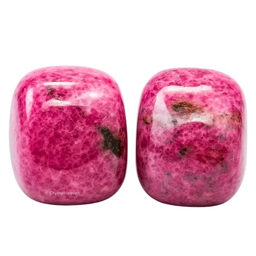 Image of Certified Rhodonite Crystal Healing Tumbled Stone, Natural Polished Crystals for DIY Crafts, Manifestation, Meditation, Pooja Feng Shui and Reiki Healing (30 Grams)