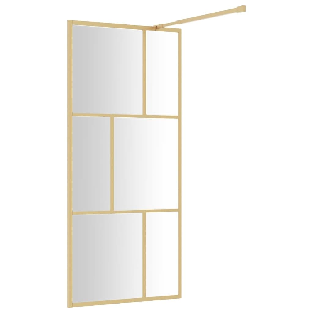 Brokky Mampara Puerta de Ducha Vidrio Transparente ESG Dorado 80x195cm Duchas De BañO Columna