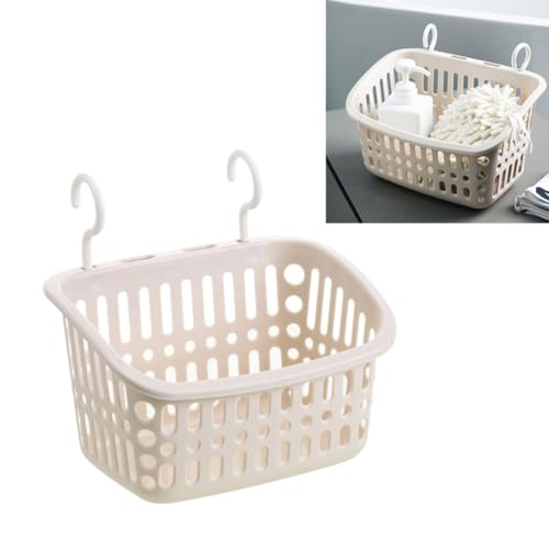 Cesta de almacenamiento beige de plástico resistente con diseño rectangular para el hogar 7