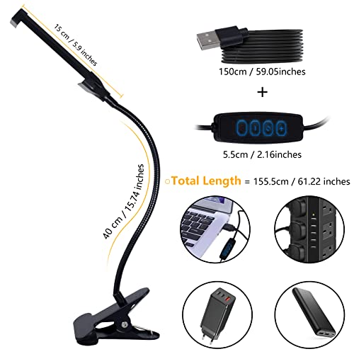Clip On Light Dimmable Reading Light 80 Led, 3 Color Temperature+10 Brightness Level Night Light With Usb Port, Portable Book Lamp With Flexible Neck For Headboard Desk Computer Working Writing #TOP2