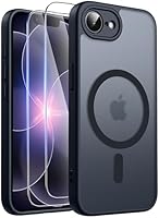 FLLAO 3-in-1 Magnetische Hülle für iPhone 17e / 16e mit 2 HD Schutzfolien, Kompatibel mit Mag Safe, Stoßfeste und Kratzfeste Schutzhülle, Dünn Durchscheinende Matt Handyhülle, Schwarz