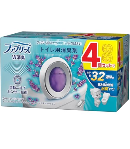 【Amazon.co.jp限定】【まとめ買い・4個セット】ファブリーズ 消臭芳香剤 W消臭 トイレ用 クリーン・ラベンダー 6.3mLx4個