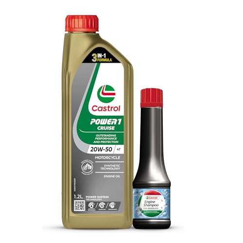 Image of Castrol POWER1 20W-50 4T Synthetic Engine Oil for Bikes 1.2 L & FREE Castrol Engine Shampoo for Two Wheelers (70 ML) Combo Pack| With 3-in-1 Synthetic Technology | BS VI Ready