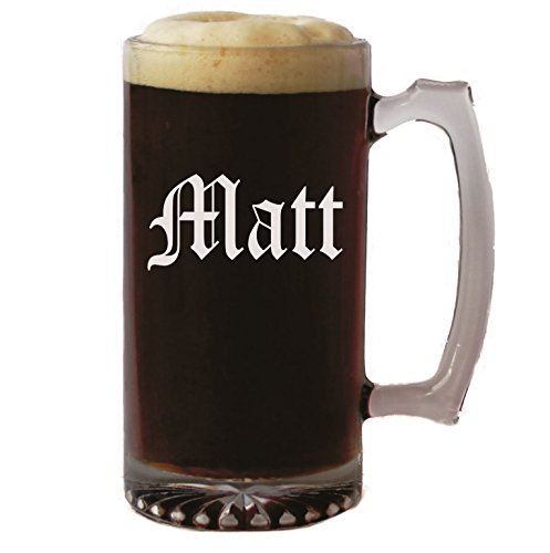 Personalized Beer Mug 16 oz - Wedding Party Groomsmen Father's Day Housewarming Gifts - Custom Engraved Monogram Drinkware Glassware Barware Etched for Free