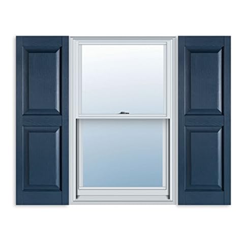 15 Inch x 63 Inch Standard Raised Panel Exterior Vinyl Shutter, Bedford Blue (Pair) Cover