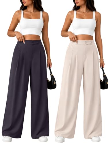 Image of GRECIILOOKS Trousers for Woman | Womens High Rise High Waist Flared Korean Style | Formal Pant for Women Office Wear| Track Pants for Womans Elegant for College & Events (Available in Plus Size)