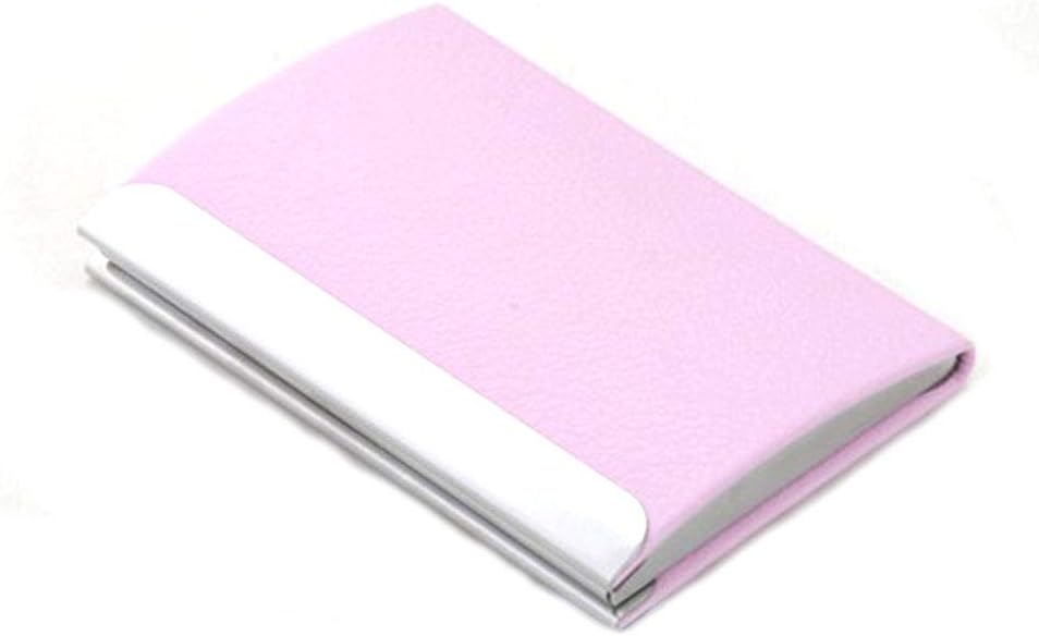 SagaSave Business Card Holder Professional Stainless Steel Name Card Case PU Leather Credit Card Wallet with Magnetic Closure for Men & Women (rose red)