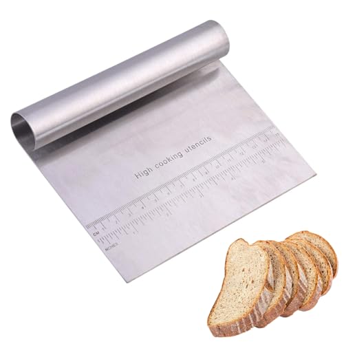 VIFERR Grattoir à Pâte en Acier Inoxydable, Racloirs à Pâte avec Échelle de Mesure Coupe-pâte Grattoir à Pâtisserie de Cuisine Outils de Cuisson