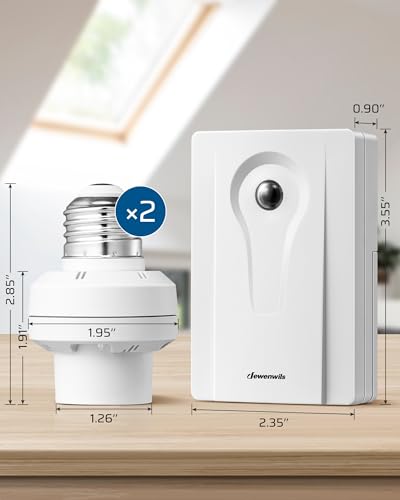 DEWENWILS Light Sensor Socket, Dusk to Dawn Sensor Socket with Sensor, 50M Signal Range, E26/ E27 Base Automatic Dusk to Dawn Light Socket for Porch Light Floodlight, 1 Sensor + 2 Light Sockets