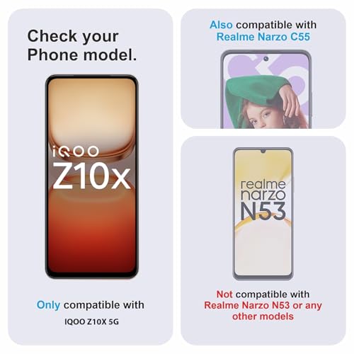 Image of Tempered Glass Screen Protector Compatible for IQOO Z10X 5G / IQOO Z10X 5G with Edge to Edge Coverage and Easy Installation Kit