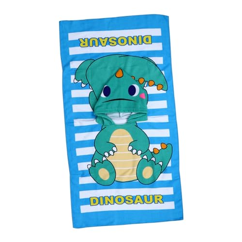 ORFOFE Toalla de Baño Capucha, Bata Poncho de Microfibra Ultrasuave, Absorbente y Transpirable, Diseño de Dinosaurio Verde, Adecuado para Playa y Baño