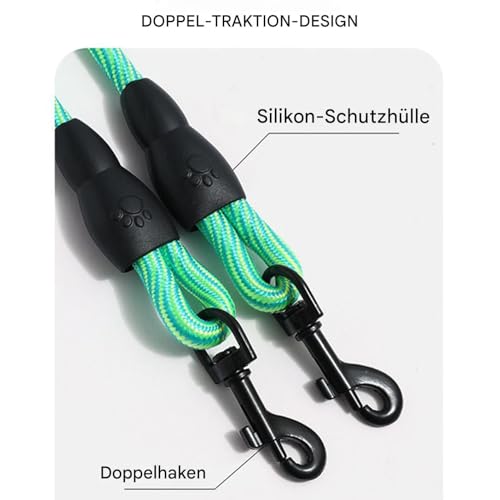 Senermter Doppelter Hundegurt | Doppelleine für Zwei Hunde,Tier Sicherheitsausrüstung Ergonomischer Griff 360 Grad Drehfunktion für Kleine Mittelgroße Große Hunderassen Wanderungen Camping
