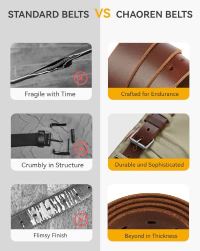 Image of Chaoren Leather Ratchet Belt 2 Pack Dress with Click Sliding Buckle 1 3 /8 inch in Gift Set Box - Adjustable Trim to Fit