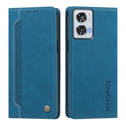 Leather Case for Motorola Edge 50 Fusion, Premium Synthetic Leather Magnetic Closure Folio Case with Soft TPU Inner Shell Card Slots Kickstand Phone Case for Motorola Edge 50 Fusion, Light Blue
