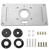 Aluminum Router Table Insert Plate the Trim Panel for Woodworking Benches with 4 Rings, Screws