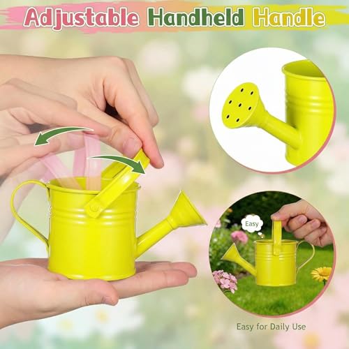 Image of DOITOOL Kids Metal Watering Can, 2pack Small Iron Watering Can for Gardening Succulents Bonsai Houseplants, Mini Water Pot for Children Sprinkling Bucket (Mixed Style: Dark Green and Light Green)