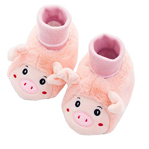 Gavena Zapatillas de bebé para niñas y bebés, de algodón, para recién nacidos, cálidas para primera caminata, calcetines de suela suave antideslizante, color Rosa, talla 18-24 meses