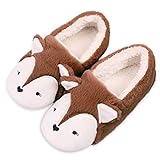 Caramella Bubble Fox Slippers for Women Animal Fuzzy House Slippers for Indoor Vacation Slippers for Women (Brown, 8)