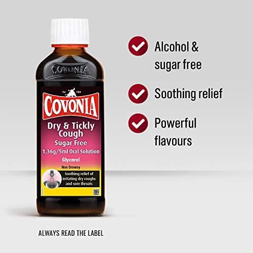 Covonia Dry & Tickly Cough Sugar Free Oral Solution 150ml soothing relief or irritating dry coughs and sore throats