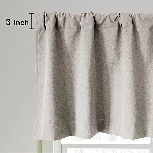 Blackout Kitchen Valance Curtain For Windows Living Room Basement 18 Inch Faux Linen Textured Room Darkening Small Window Treatment 1 Panel Ivory Beige #TOP2