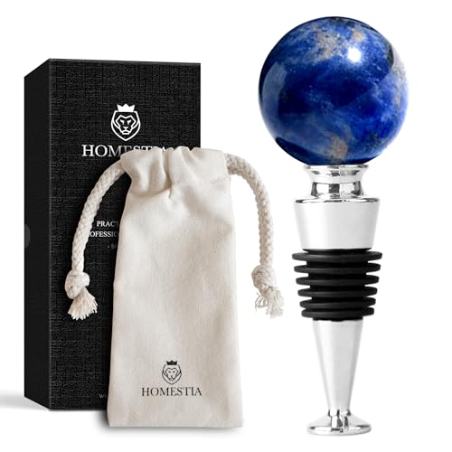 Homestia Wine Stopper, Wine Bottle Stopper Wine Saver with Silicone Reusable Wine Corks, Leak Proof Keep Fresh, Perfect for Wedding Parties and Gifts (Blue, Gemstone)