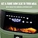 GreenLife Compact Electric Air Fryer Oven, 5.3 QT, PFAS-Free Ceramic Nonstick Drawer, 8 One Touch Digital Display, Easy View Window, Auto Shut-Off Timer, Dishwasher Safe Parts, 1500 Watts, Sage